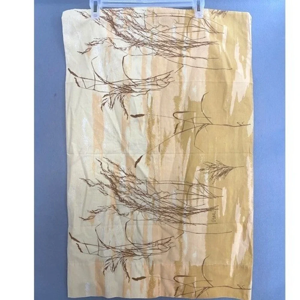 Vintage Vera‎ Neumann Pillowcase Set 2 Tall Grass Wheat 1970s Yellow Tan